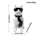 Resin French bulldog figurine with sunglasses and tie, cute home decor table ornament. - White