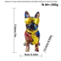 Colorful graffiti resin French bulldog figurine with cool glasses and tie for home desktop decor. - Iridescent