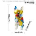 Resin French bulldog desktop ornament figurine with colorful graffiti design and gold glasses. - Blue and Red Graffiti