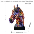 Colorful abstract horse head sculpture ornament for home office table decor and creative gifts. - Multicolored