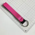 Pink neoprene wristlet keychain lanyard portable strap for keys and lipstick holders. - Rose Red