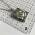 Vintage silver sun book locket necklace, unique pendant jewelry with chain accessory. - QX-5