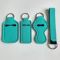 Estuche de neopreno para gel desinfectante lápiz labial perfume botella set con correa. - Set de 4 Piezas Azul Pavo Real