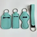 Set de portabotellas, funda para labial y correa de neopreno en un bonito color menta. - Verde Menta Cuatro Piezas