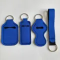 Set de soporte para botella de desinfectante de manos de neopreno azul vista detallada - Set de 4 Piezas Azul Real