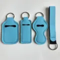 Porta gel hidroalcoholico de neoprene llavero set funda pintalabios botella azul - Juego de 4 piezas azul