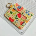 Floral print PU leather card holder with ID window, keyring and slots for daily use. - Goose Yellow