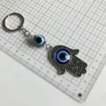 Turkish evil eye Hamsa hand keychain metal lucky amulet vintage bag backpack pendant - Hamsa Hand