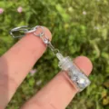 Mini Glas Wunschflasche Schlüsselanhänger mit holografischen Stern Pailletten für Damen DIY - Silber