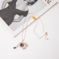 Prachtige engel ooghanger kristal halsketting in rosé goud legering, lange trui ketting. - Goud/Zilvergrijs