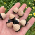 Solid wood acorn pendant DIY jewelry accessory, cute wooden keychain charm for handmade crafts. - Acorn Pendant