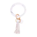 Portachiavi con bracciale rotondo in pelle PU con stampa marmo bianco, nappa e dettagli dorati. - Effetto marmo