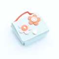 Joli mini sac en cuir à fleurs, porte-monnaie multifonctionnel et étui écouteur charm de sac. - Bleu ciel