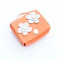 Mini porte-monnaie en cuir à fleurs mignon sac écouteurs pendentif orange porte-clés accessoire - Orange