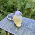 Fluffy yellow white bird keychain plush pendant cute fluffy bag charm metal ring accessory detail - Yellow