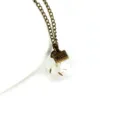 Vintage dandelion glass ball necklace with wish tag, clear seed pendant sweater chain jewelry. - Bronze Short