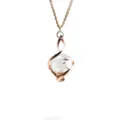 Close-up detail view of the dandelion glass sphere pendant necklace, translucent. - Rose Gold