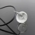 Korean fashion dandelion dried flower crystal glass ball pendant necklace for gift - 3 Dandelions / Black Chain