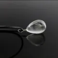 Glass dandelion seed teardrop pendant necklace with black cord, elegant handmade jewelry gift. - Dandelion Teardrop / Black Chain