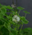 Vintage bronze glass globe dandelion seed necklace with wish tag, natural style jewelry. - 20mm Antique Bronze