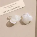 Translucent rose acrylic charms for DIY jewelry making, cute flower shape crafting accessories. - White