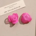 Ice transparent pink rose flower acrylic jewelry charms DIY earrings keychain accessories. - Rose Red
