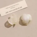 Ice transparent rose acrylic flower charm detail, perfect for DIY earrings and accessories. - Apricot