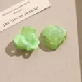 Translucent green rose acrylic charms for DIY jewelry making, earrings, and keychain accessories. - Green