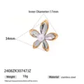 Edelstahl zweifarbiger Blumen Offener Ring mit Perle fur Damen in der Detailansicht - Zweifarbiger Geometrischer Blumen-Kunstperlen-Stil (2408ZK30747JZ)