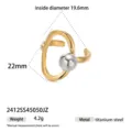 Stainless steel two-tone geometric open ring for women, stylish niche design jewelry item. - Two-Tone Geometric Beaded Dotted Style (2412SS45050JZ)