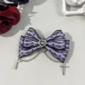 Κλιπ μαλλιών με δαντέλα Lolita και σταυρό αλυσίδα σκούρο γλυκό γοτθικό αξεσουάρ - Μωβ Δαντέλα (LL205-05)
