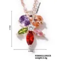 Squisita collana con ciondolo a fiore in zircone multicolore e catena in oro rosa, gioiello. - Stile Fiore Colorato a Cinque Petali (KSN00211RGCR) / Oro rosa