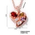 Collana Ciondolo Cuore Zirconi Colorati Oro Rosa Stile Moda Elegante Variante - Stile Ciondolo Colorato a Forma di Cuore (KSN00223RGCR) / Oro rosa