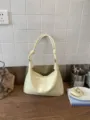 Retro yellow shoulder bag for women, casual PU leather commuter handbag with knot design. - Yellow Without Pendant