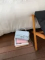Borsa a mano trapuntata azzurra con catena, elegante borsetta a tracolla per donne. - senza ciondolo / Blu