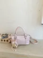 Pink pillow bag for women, cute sweet shoulder messenger bag, casual Korean style handbag. - With Pendant / Pink