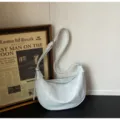Minimalist crescent shoulder bag, chic faux leather hobo cross-body bag for women. - Blue Without Charm
