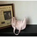 Minimalist pink dumpling shoulder bag for women, stylish crossbody hobo bag with strap buckle. - Pink Without Pendant