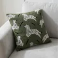 Modern minimalist green throw pillow with white zebra pattern, stylish cushion for sofa. - Green Teddy Zebra