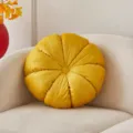 Oreiller citrouille rond en velours jaune coussin decoratif peluche style europeen. - 35x35cm / Jaune