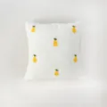 Housse de coussin en polaire teddy blanche avec tulipes brodées jaunes, douce et confortable. - 45*45 (Housse Uniquement) / Jaune Ananas Teddy