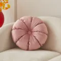 Coussin rond plissé rose, coussin citrouille en peluche style européen pour canapé salon. - 35x35cm / Rose