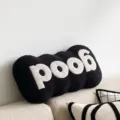 Black corduroy bone shaped throw pillow with white embroidered letters, modern sofa cushion. - Black Good 40x60 With Core