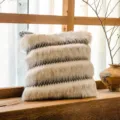 Coussin décoratif en fausse fourrure douillet coussin rayé peluche pour canapé de salon - Housse 45x45cm / Fourrure Coupée de Luxe