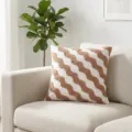 Housse de coussin touffetée bohème à rayures ondulées marron pour canapé de salon moderne. - Vague d'Eau Chameau / Housse Seule