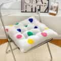 Coussin d'assise en peluche à pois colorés, coussin de chaise épais pour bureau et maison, doux. - Boule Colorée