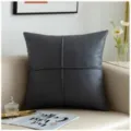 Coussin de sofa en similicuir PU gris foncé style nordique, vue de détail élégante. - Housse Seule (Sans Coussin) / Gris Foncé 45x45cm