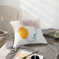Nordic abstract face throw pillow detail, artistic embroidered cushion cover for modern sofa decor. - Matties / 45x45cm