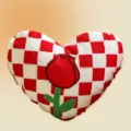 Heart-shaped chessboard rose embroidered plush pillow, soft cushion for home sofa decor. - Red Heart Checkerboard Rose Pillow
