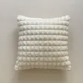 Coussin decoratif beige en peluche avec motif grille texture, housse de coussin style fourrure - 45x45cm Avec Noyau / Fourrure de Lapin Courte Double Face Grille Blanc